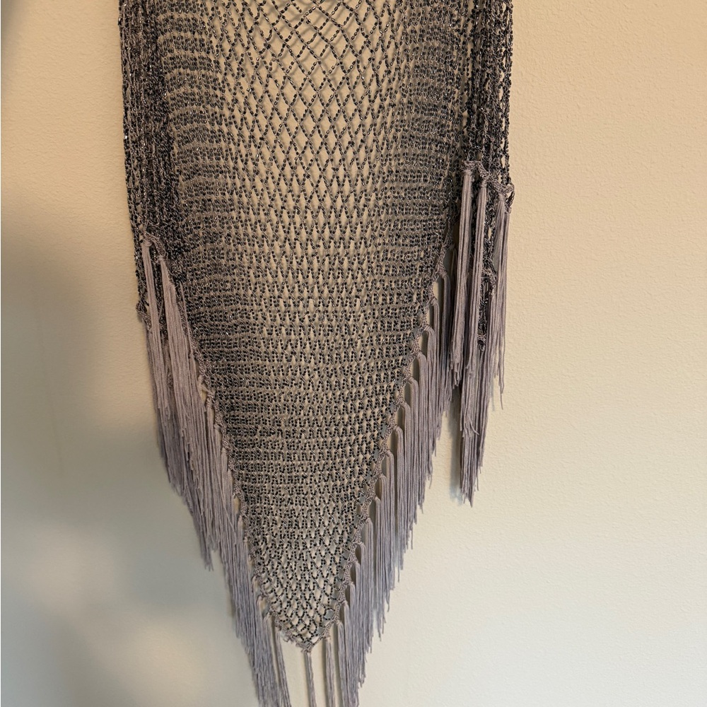 Fully beaded lavender and black crochet scarf - Picture 3 of 5